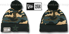 Cowboys CAMO-TOP Black-Army Camo Knit Beanie Hat by New Era