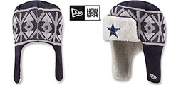 Cowboys FESTIVE TEAM TRAPPER Navy-White Knit Hat by New Era