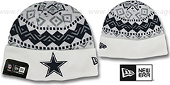 Cowboys IVORY CUFF White Knit Beanie Hat by New Era