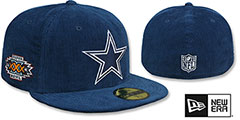 Cowboys OLD SCHOOL CORDUROY SIDE-PATCH Navy Fitted Hat by New Era