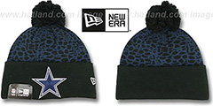 Cowboys PEBBLE-POP Black-Navy Knit Beanie Hat by New Era