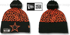 Cowboys PEBBLE-POP Black-Orange Knit Beanie Hat by New Era