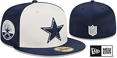 Cowboys SATIN SIDE-PATCH White-Navy Fitted Hat by New Era