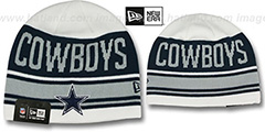 Cowboys SNOW-TOP SKULLIE White Knit Beanie Hat by New Era