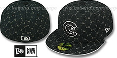 Cubs ALT MLB FLOCKING Black Fitted Hat by New Era