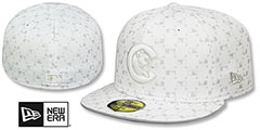 Cubs ALT MLB FLOCKING White-Grey Fitted Hat by New Era