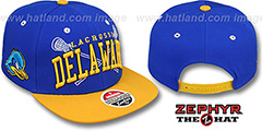 Delaware LACROSSE SUPER-ARCH SNAPBACK Royal-Gold Hat by Zephyr