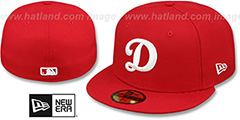 Dodgers D TEAM-BASIC Red-White Fitted Hat by New Era