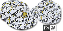 Dodgers DAWG CHAIN White-Black Fitted Hat by New Era