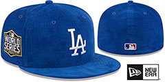 Dodgers OLD SCHOOL CORDUROY SIDE-PATCH Royal Fitted Hat by New Era