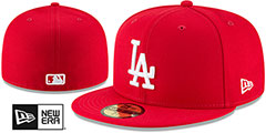 Dodgers TEAM-BASIC Red-White Fitted Hat by New Era