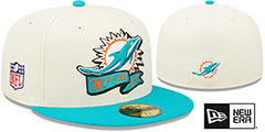 Dolphins 2022 NFL SIDELINE Cream-Aqua Fitted Hat by New Era