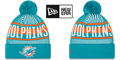 Dolphins STRIPED Knit Beanie Hat by New Era