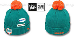 Dolphins SUPER BOWL PATCHES Aqua Knit Beanie Hat by New Era