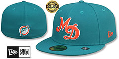 Dolphins THROWBACK NFL LIGATURE Aqua Fitted Hat by New Era