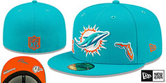 Dolphins TRIPLE THREAT IDENTITY Aqua Fitted Hat by New Era