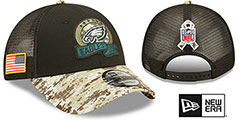 Eagles 2022 SALUTE-TO-SERVICE 940 SNAPBACK Black-Desert Hat by New Era