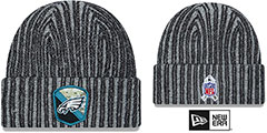 Eagles 2023 SALUTE-TO-SERVICE Black -Grey Knit Beanie Hat by New Era