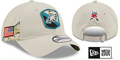 Eagles 2023 SALUTE-TO-SERVICE STRAPBACK Stone Hat by New Era