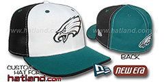 Eagles PINWHEEL White-Black-Green Fitted Hat by New Era