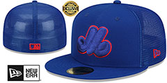 Expos BATTING PRACTICE TRUCKER Royal Fitted Hat by New Era