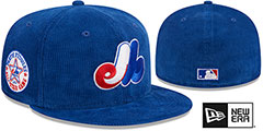 Expos OLD SCHOOL CORDUROY SIDE-PATCH Royal Fitted Hat by New Era