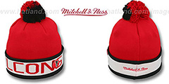 Falcons THE-BUTTON Knit Beanie Hat by Michell and Ness