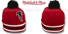 Falcons XL-LOGO BEANIE Red by Mitchell and Ness