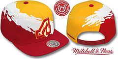 Flames PAINTBRUSH SNAPBACK Gold-White-Red Hat by Mitchell and Ness