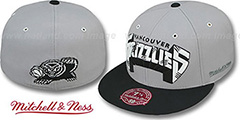 Grizzlies 2T XL-WORDMARK Grey-Black Fitted Hat by Mitchell and Ness