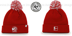 Hawks POMPOM CUFF Red Knit Beanie Hat by Twins 47 Brand