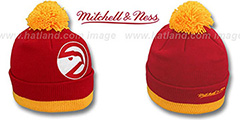 Hawks XL-LOGO BEANIE Red by Mitchell and Ness