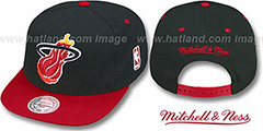 Heat 2T XL-LOGO SNAPBACK Black-Red Adjustable Hat by Mitchell and Ness