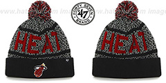 Heat BEDROCK Black-Grey Knit Beanie Hat by Twins 47 Brand