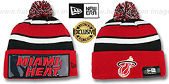 Heat BIG-SCREEN Red-Black Knit Beanie Hat by New Era