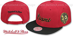 Heat CITY CHAMPS SCRIPT SNAPBACK Cardinal-Black Hat by Mitchell and Ness