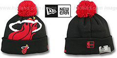 Heat HWC-BIGGIE Black Knit Beanie Hat by New Era