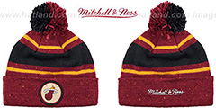 Heat HWC SPECKLED Burgundy-Black Knit Beanie by Mitchell and Ness