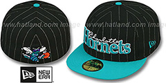 Hornets PIN-SCRIPT Black-Teal Fitted Hat by New Era