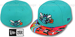 Hornets REAL GRAFFITI VIZA-PRINT Teal Fitted Hat by New Era