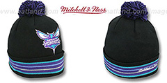 Hornets XL-LOGO BEANIE Black by Mitchell and Ness