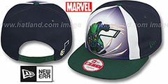 Jazz MARVEL RETRO-SLICE SNAPBACK Navy-Green Hat by New Era