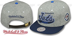 Jets 2T TAILSWEEPER STRAPBACK Grey-Navy Hat by Mitchell and Ness