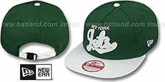 Jets BALLISTIC SCRIPT A-FRAME STRAPBACK Green-White Hat by New Era