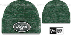 Jets BEVEL Green-White Knit Beanie Hat by New Era