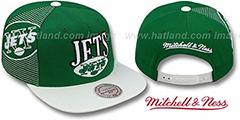 Jets LASER-STITCH SNAPBACK Green-White Hat by Mitchell and Ness