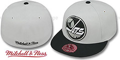 Jets MONOCHROME XL-LOGO Grey-Black Fitted Hat by Mitchell and Ness