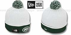 Jets NFL FIRESIDE White-Green Knit Beanie Hat by New Era