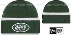 Jets RIBBED-UP Green Knit Beanie Hat by New Era