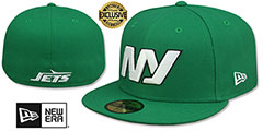 Jets THROWBACK NFL LIGATURE Green Fitted Hat by New Era